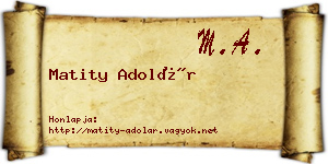 Matity Adolár névjegykártya